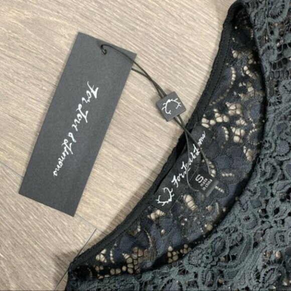 REVOLVE For Love & Lemons Sacramento Blouse Black Sheer Lace Long Sleeves Small - Picture 8 of 16